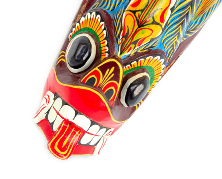 close-up of african ritual tribal mask of spirit defender