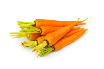Fresh carrots isolated on the white background