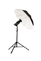 Black studio umbrella isolated on the white