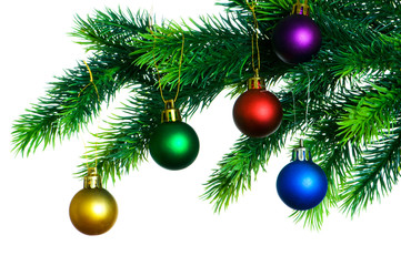 Fototapeta na wymiar Christmas decoration on the tree isolated on white
