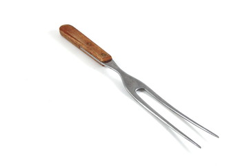 Fork with brown handle  isolated on white background.