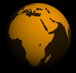 orange world globe separated on blaCK