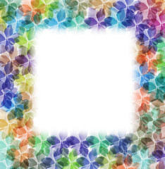 Fototapeta premium hortensia flowers in many colours as a frame with white interior