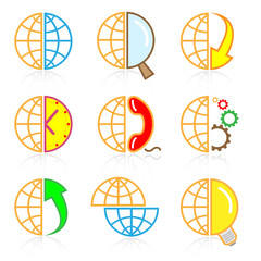 Vector internet icons. Globe set. Simply change.