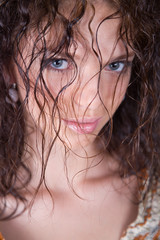 Close-up of a beautiful Caucasian girl, selective focus