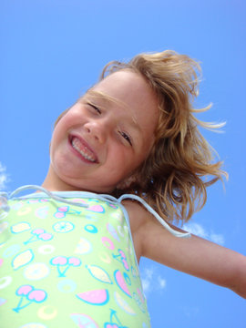 young girl on the sky in Barbados