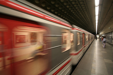 Passing subway train