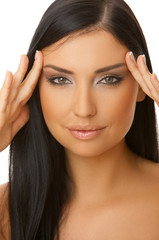 Fototapeta premium Portrait of 20-25 years old beautiful woman on white