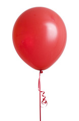 Vibrant red balloon isolated on white background