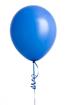 Vibrant blue balloon isolated on white background