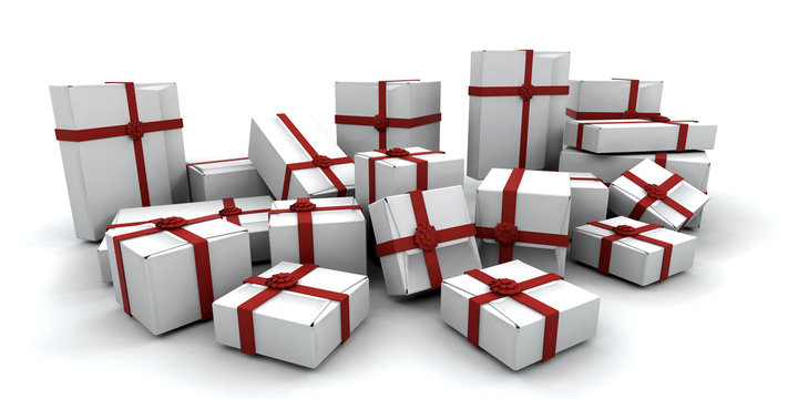 3D Render Of A Stack Of Gift Boxes