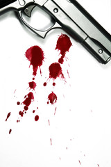 Fototapeta Hand gun and blood splatter obraz