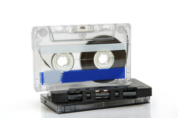 Group of cassette tapes on white background
