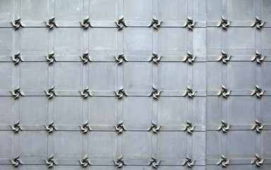 Detail of decorative steel gate with squares