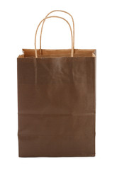 Brown shopping bag, white background