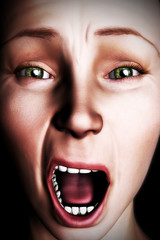 Digital Woman Face Screaming Illustration
