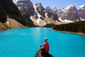 blue lake and some mountain in canada
