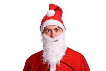 silly santa claus isolated on white background