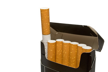 cigarettes in a box on a white background