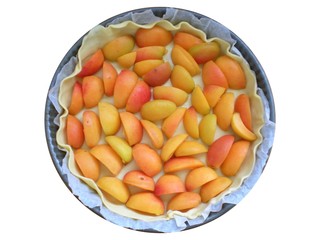 Préparation d'une tarte aux abricots