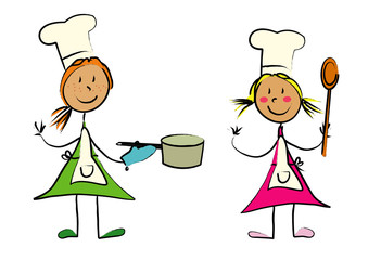 fillettes qui cuisinent