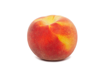 One ripe peach fruit isolated on white background