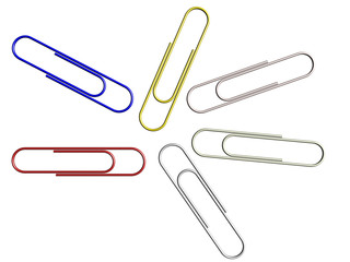 Paper clips isolated over a white background