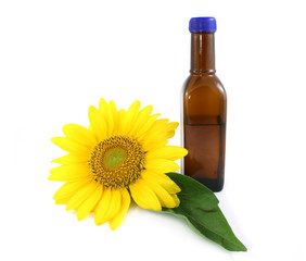 sunflower oil isolated on white