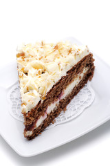 Almonds and Chocolates Cake Isolated on White Background