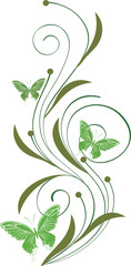 floral ornament with butterflies