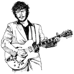 Papier Peint photo autocollant Groupe de musique Dessin à l& 39 encre illustration vectorielle d& 39 un joueur de guitare