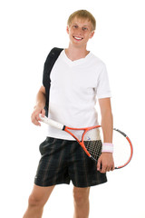 Handsome young guy with tennis racket