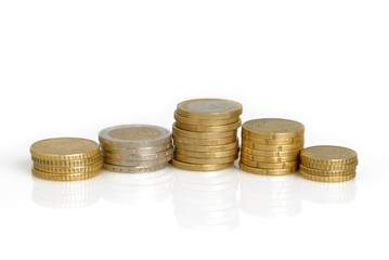 Euro coins isolated on white background
