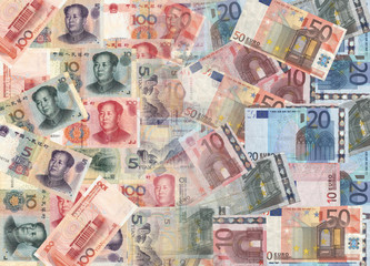 Chinese and euros currency background illustration