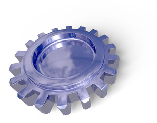 Nice reflection on a gear with shadow on a white ground.