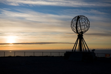 silhouette of globe at Nord Cape of Norway