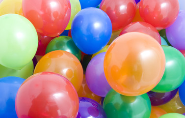 Many multicolored balloons background