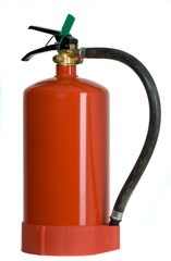 There is a red fire extinguisher for emergency
