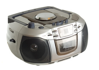 There is a grey audio equipment for loud music