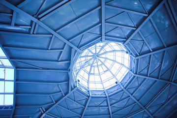 Blue ceiling inside modern office