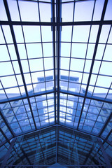 Blue ceiling inside modern office