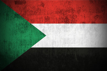 Weathered Flag Of Sudan, fabric textured