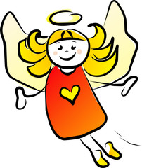 Kleiner Weihnachts Engel mit Herz auf der Brust