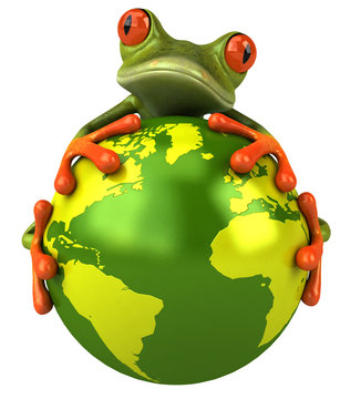 Grenouille prot&egrave;ge le monde