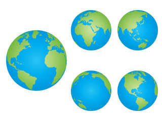 World globes in different positiones
