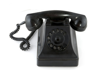 Old black antique telephone