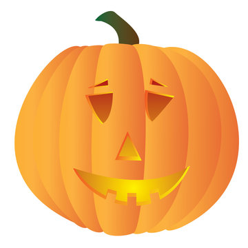 Illustration of a spooky orange pumpkin with face