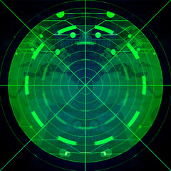 green radar screen on a black background