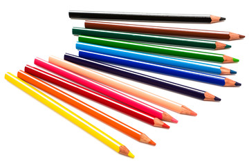 Fototapeta premium Beautiful color pencils on a white background