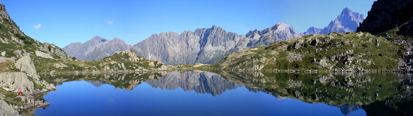 Papier Peint photo Lavable Panoramique panorama - lac de pétarel- hautes alpes - france